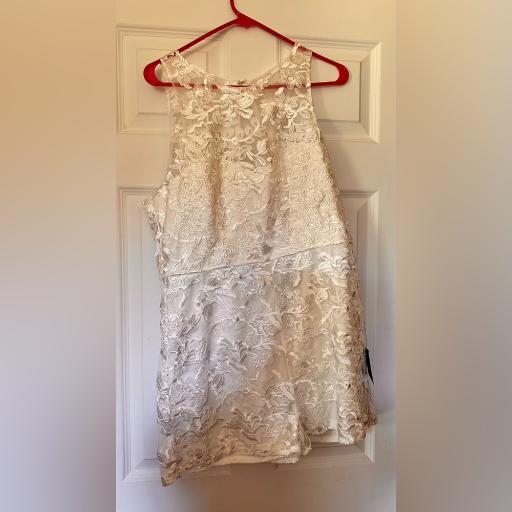 women’s white lace embroidered sleeveless romper